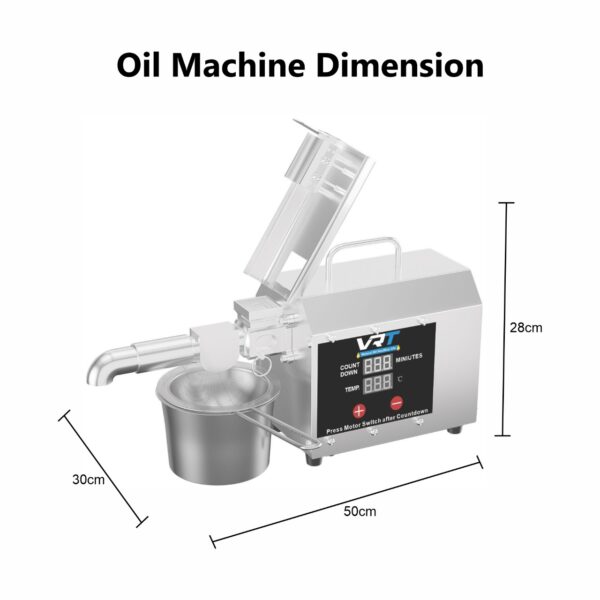 VRT Enterprise Oil Press/Maker Machine for Home Use with Multiple Seed Simplified Digital Temperature Controller, 800 W Food Processor (Stainless Steel) - Image 5