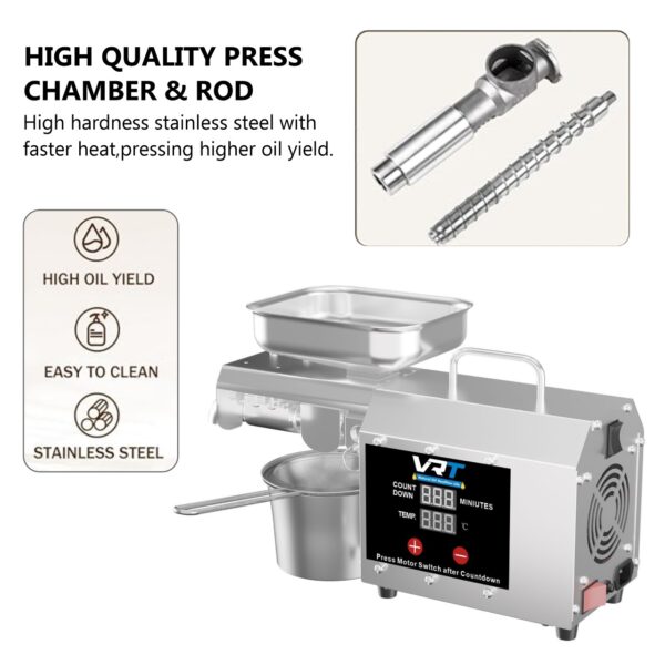 VRT Enterprise Oil Press/Maker Machine for Home Use with Multiple Seed Simplified Digital Temperature Controller, 800 W Food Processor (Stainless Steel) - Image 3