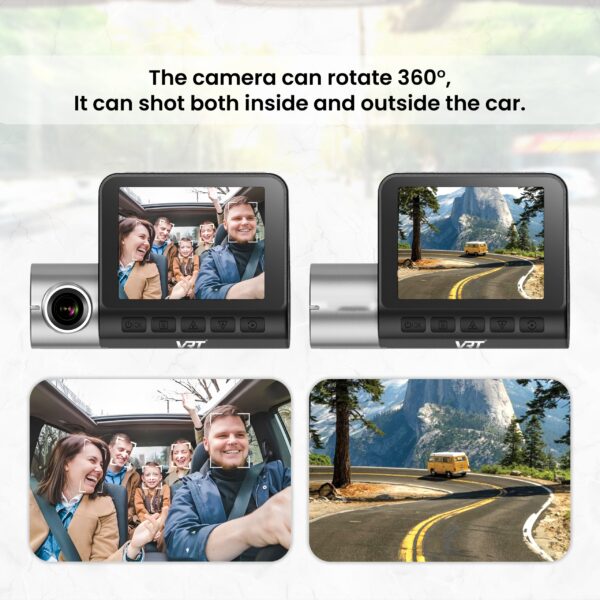 VRT 4K Dual Z Pro Dash Cam with So-ny Sensor  Front & Rear Car Camera with 360° Rotating Lens, WiFi & App Control  Night Vision, 170° Wide Angle, Parking Surveillance, Loop & Emergency Recording - Image 4