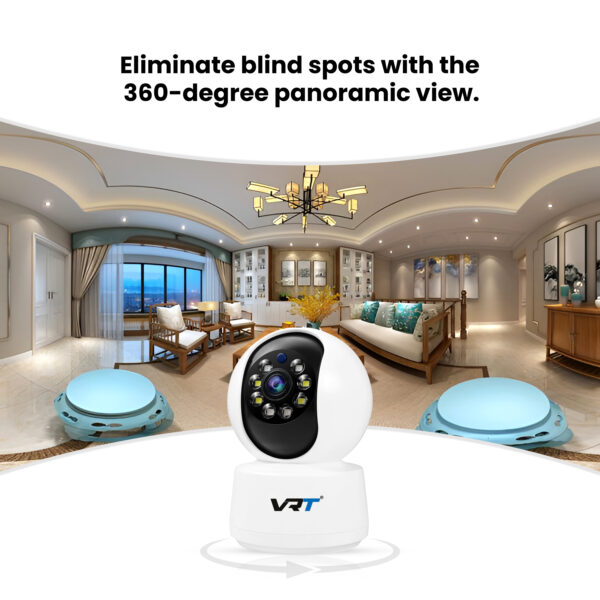 VRT Smart 360° Wi-Fi Security Camera  3MP [2K] Indoor CCTV for Home & Office  AI Motion & Person Detection  Auto Alarm & App Alerts  Night Vision  SD & Cloud Storage - Image 2