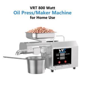 VRT Oil Press/Maker Machine for Home Use with Multiple Seed Simplified Digital Temperature Controller, 800 W Food Processor (Stainless Steel)