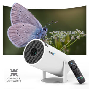 VRT Smart Projector for Home with Android 11 | Native 720p HD, 4K Support | 2500 Lumens, Built-in Speaker | Rotatable Design | WiFi, Screen Mirroring | Netflix, Prime, YouTube | 100” Max Display