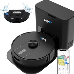 VRT MT-900 Robot Vacuum Cleaner Mop, With Automatic Dust Emptying, Stores up to 90 Days of Dust, 6000Pa Strong Suction, LiDAR Navigation, Multi Floor Mapping Wi-Fi & Voice Control,Cleans up 3500 sq.ft